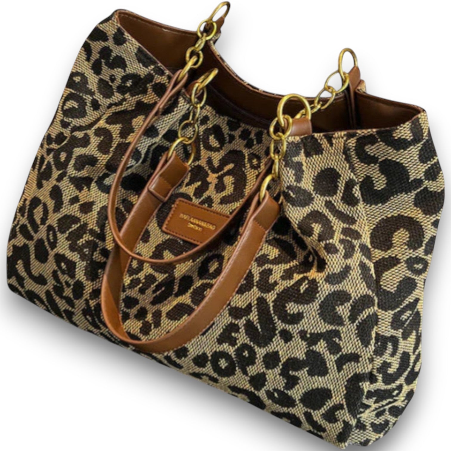 Shoppingtaske i lærred med leopardmønster Bente™ I Rosendal