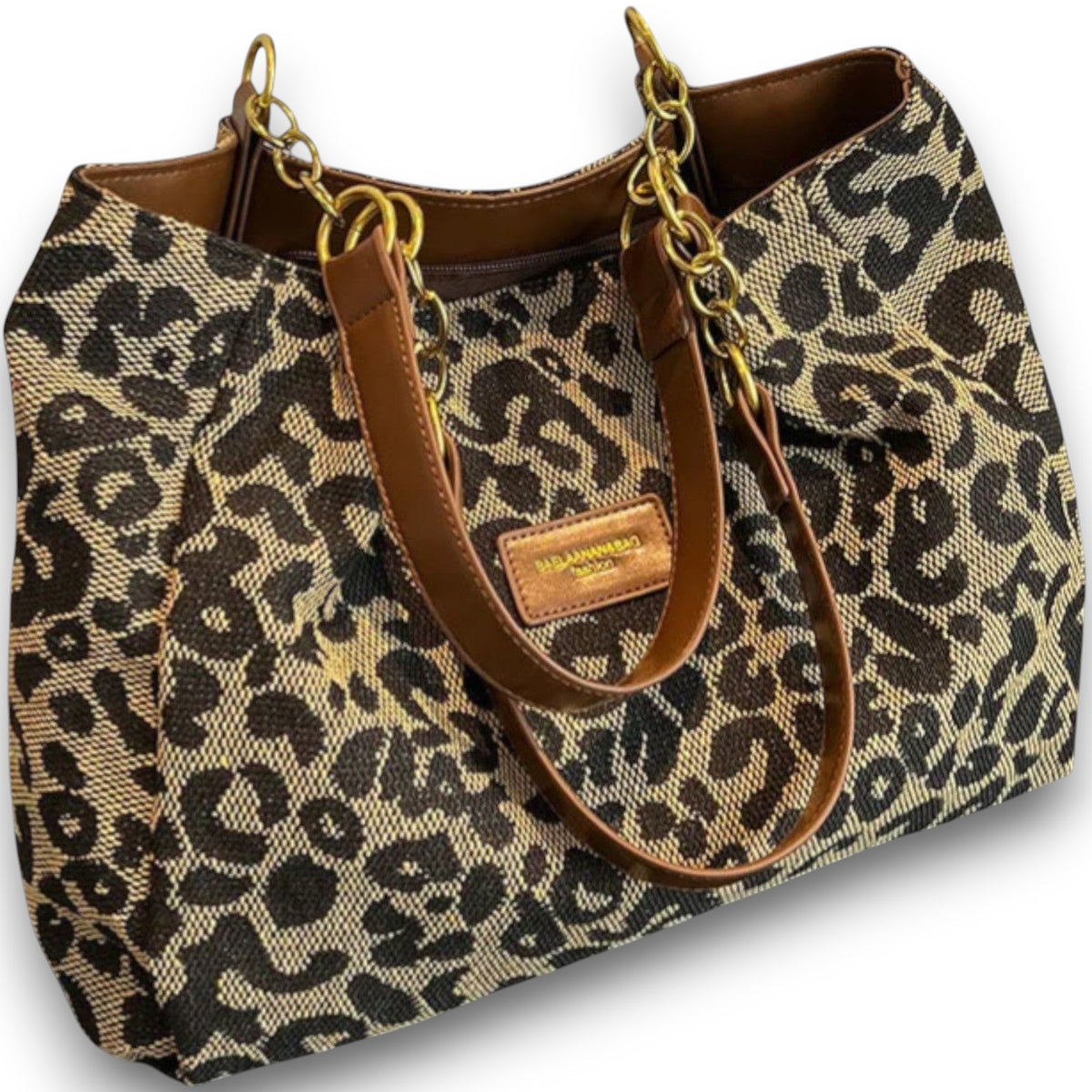 Shoppingtaske i lærred med leopardmønster Bente™ I Rosendal