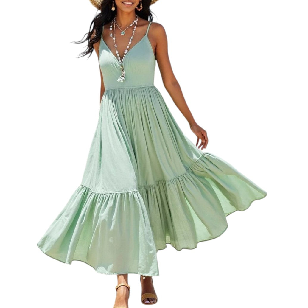 Maxi kjole Cami V-hals leandra | Rosendal