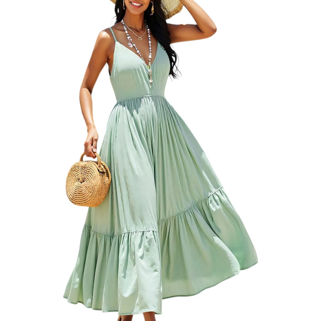 Maxi kjole Cami V-hals leandra | Rosendal