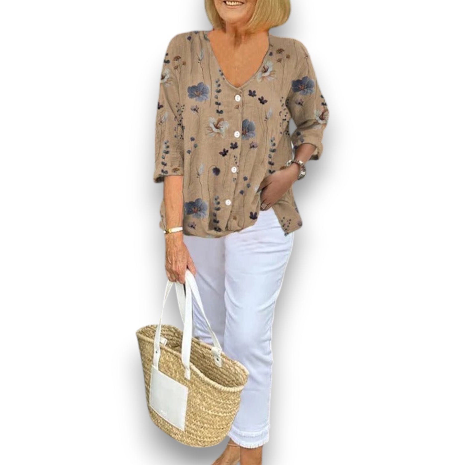 Blomstret bluse med afslappet Anne™ | Rosendal