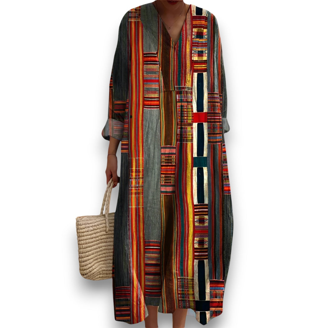 Heritage Stripe Midi Kjole til Kvinder I Rosendal