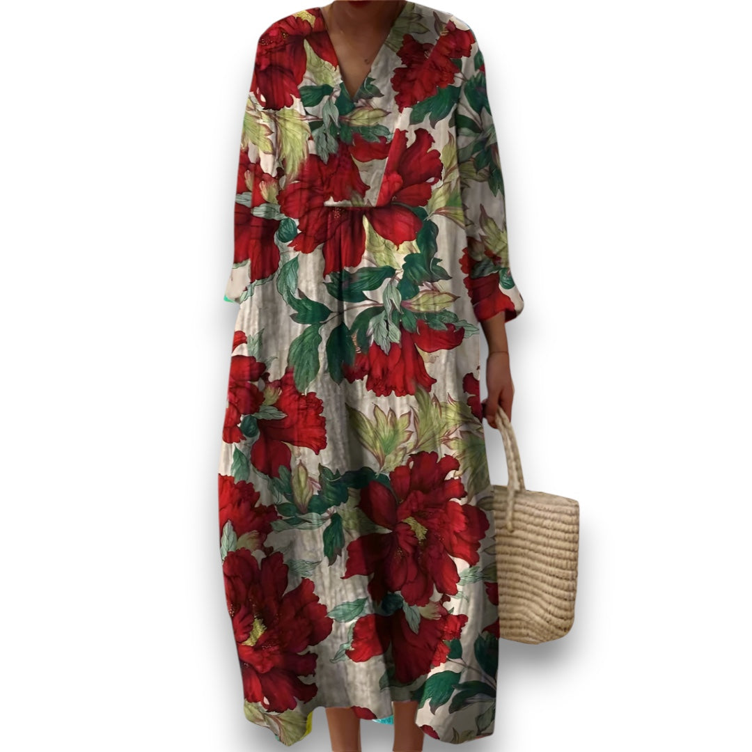 Crimson Bloom Maxi Kjole I Rosendal