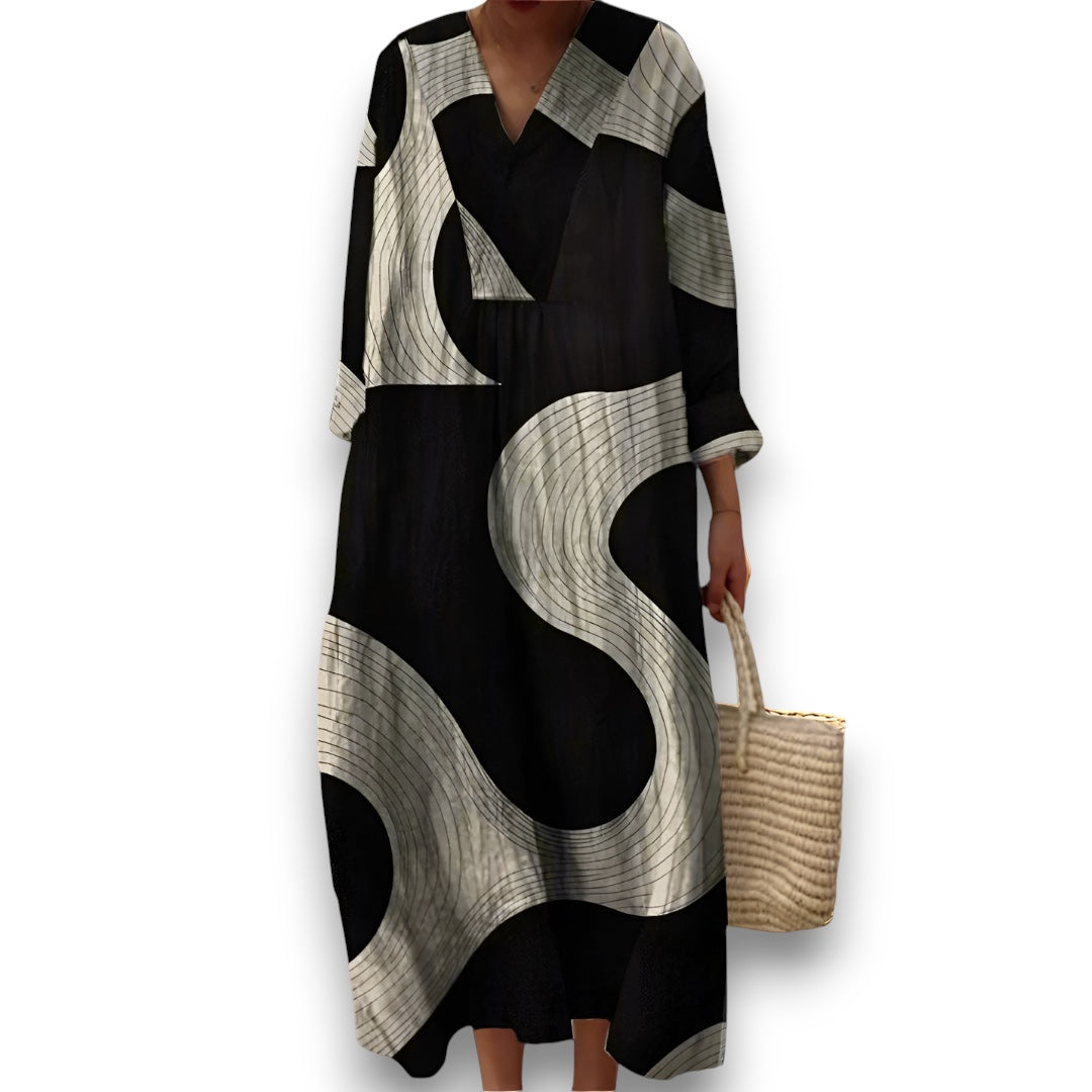 Noir Wave Maxi Kjole I Rosendal