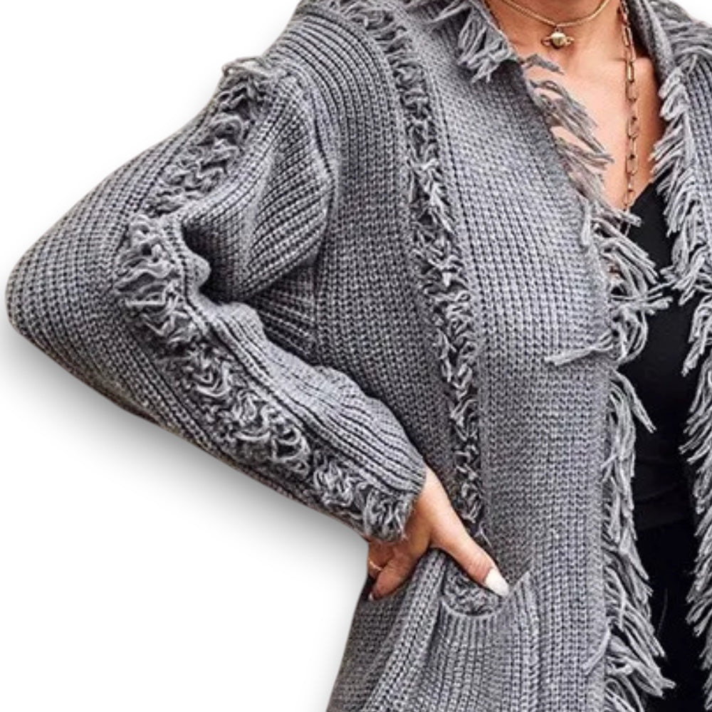 Trendy strikket lang cardigan | Rosendal