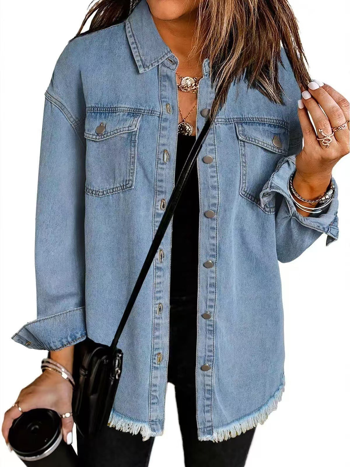 Klassisk hverdagsskjortejakke i denim  Rosendal