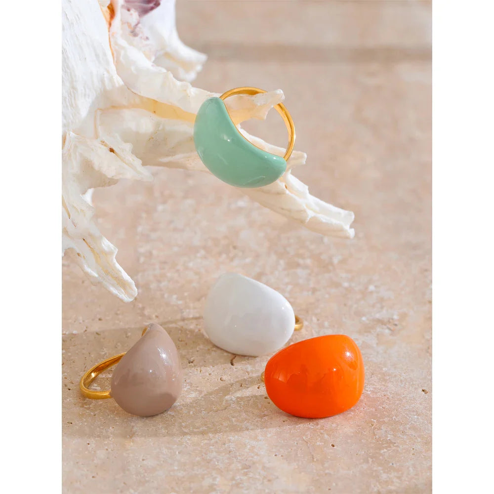 Multifarvet emalje ring Candy Huza | Rosendal