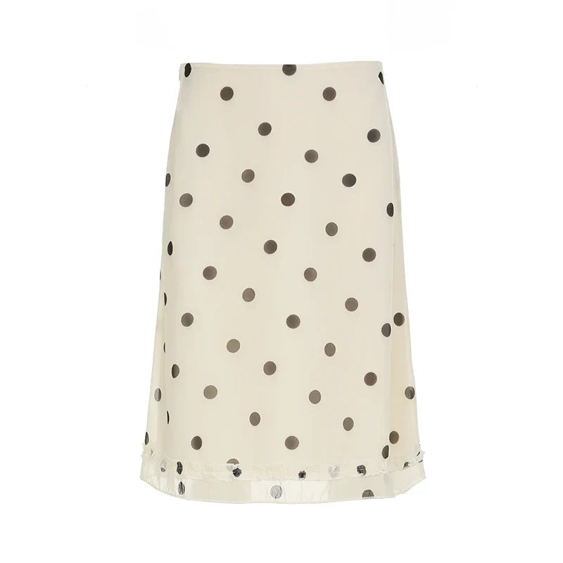 Lang polka dot nederdel Premiera | Rosendal