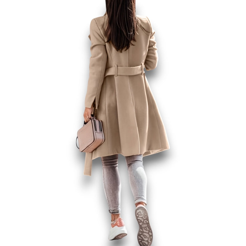Kvinders Dobbelknude Uldtrenchcoat Dorthe™ I Rosendal