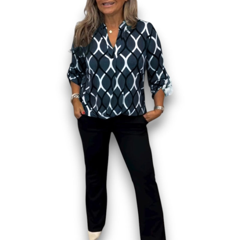 Bluse med Grafisk Print Lene I Rosendal