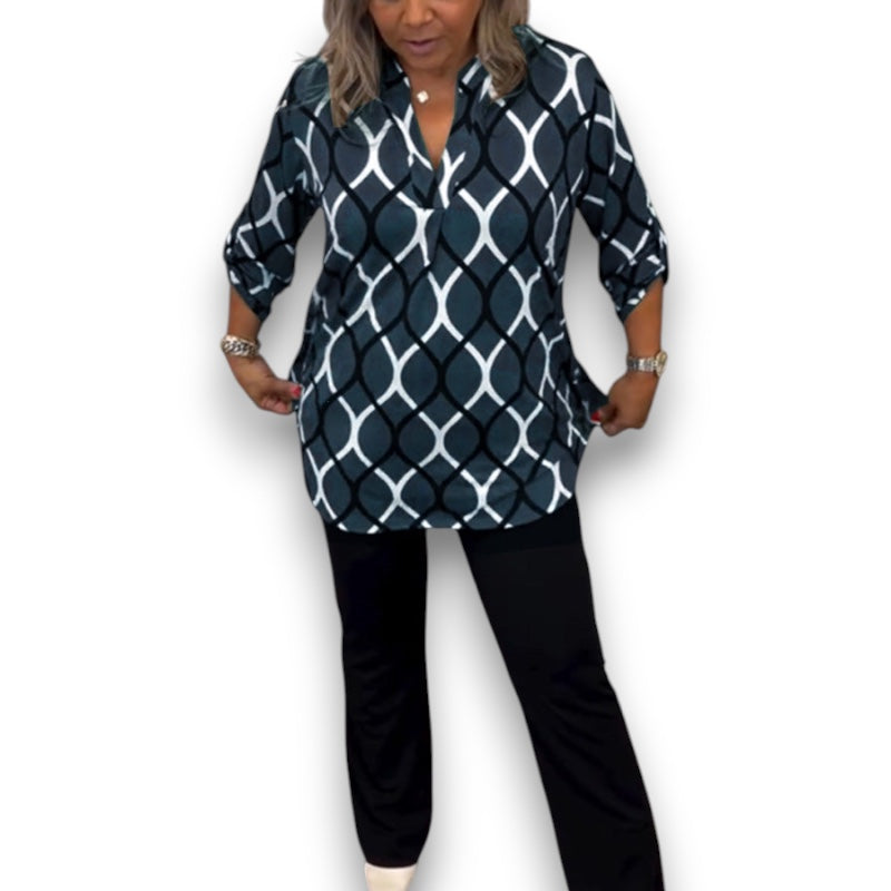 Bluse med Grafisk Print Lene I Rosendal