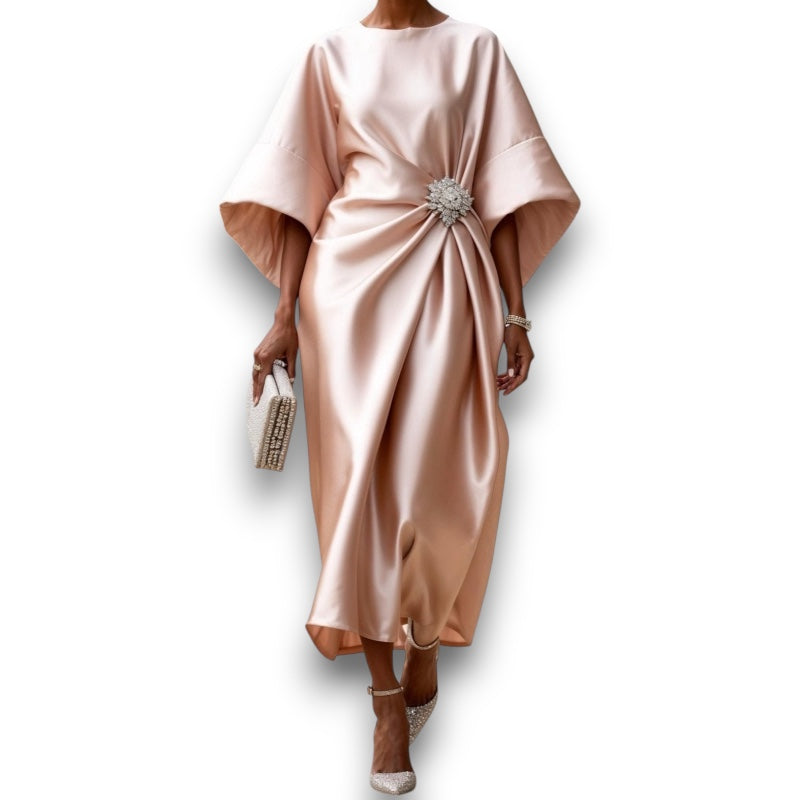 Luxe Shimmer Satin Lang Kjole Helle I Rosendal