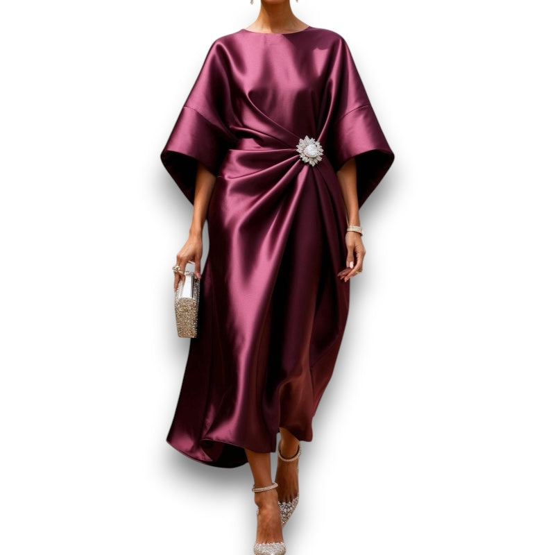 Luxe Shimmer Satin Lang Kjole Helle I Rosendal