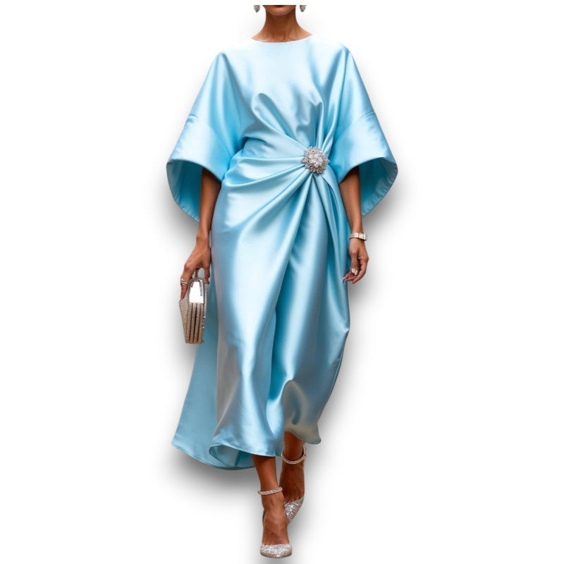 Luxe Shimmer Satin Lang Kjole Helle I Rosendal