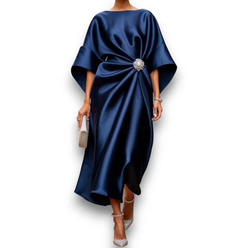 Luxe Shimmer Satin Lang Kjole Helle I Rosendal