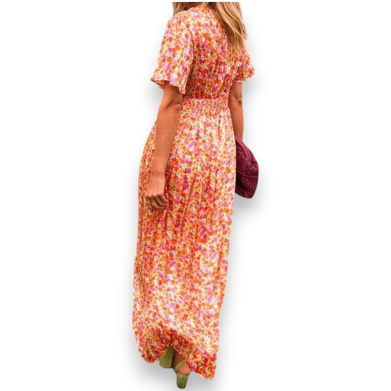 Elegant maxikjole med V-hals Amelia | Rosendal
