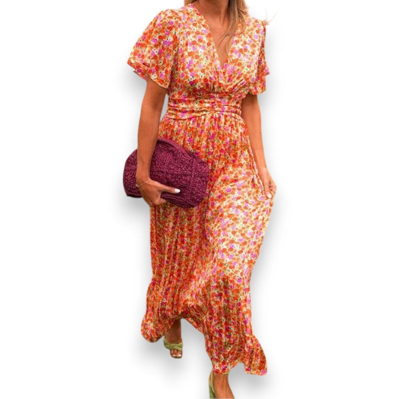 Elegant maxikjole med V-hals Amelia | Rosendal