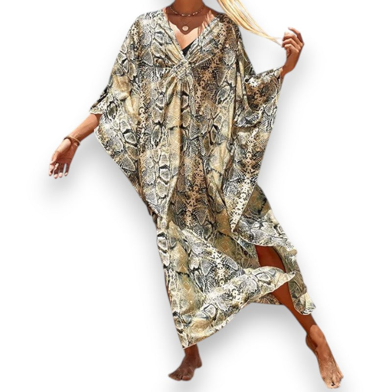 Rosendal | Kaftan kjole med bølget udskæring