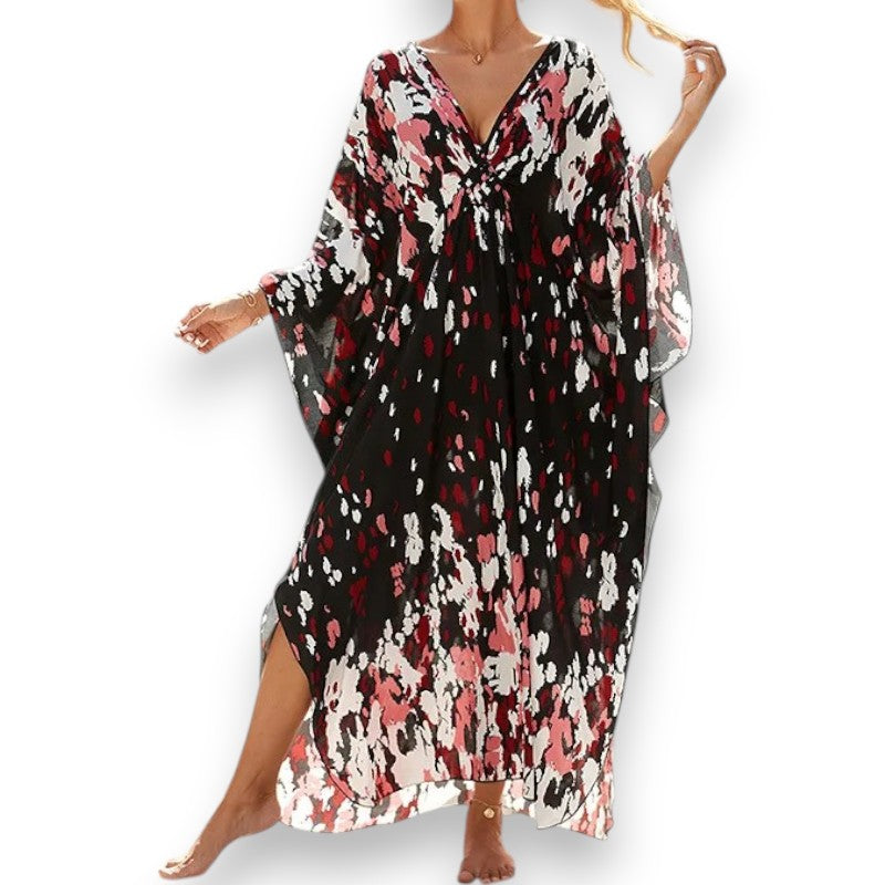 Rosendal | Kaftan kjole med bølget udskæring