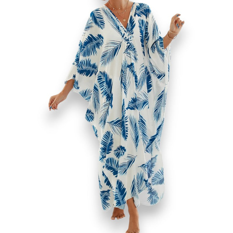 Rosendal | Kaftan kjole med bølget udskæring