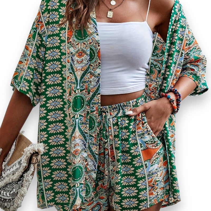 Sæt med Blomsterprint Kimono | Rosendal