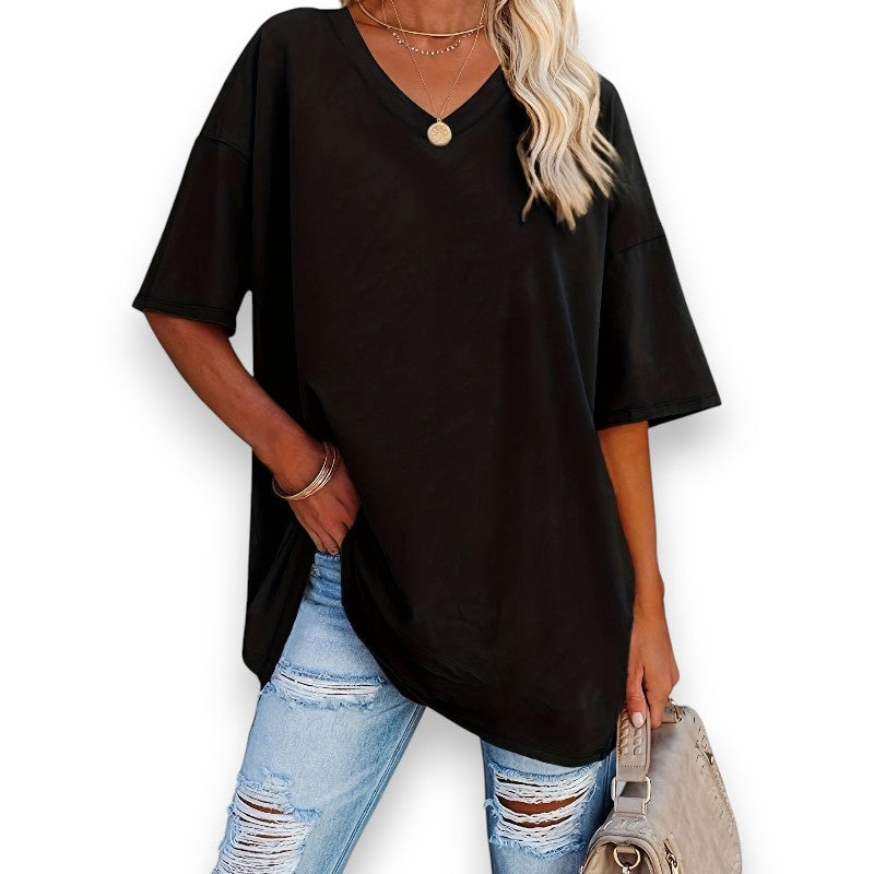 Chic bluse med V-hals | Rosendal