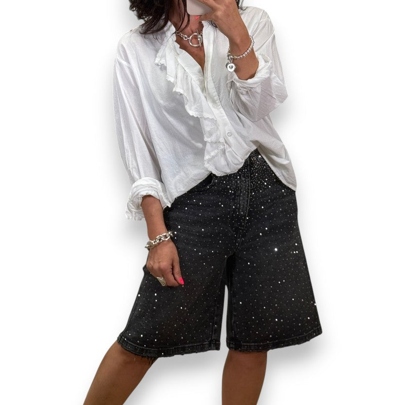 Jean shorts med Strass | Rosendal