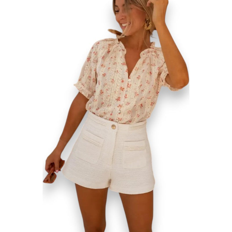 Blomstret bluse med charme | Rosendal
