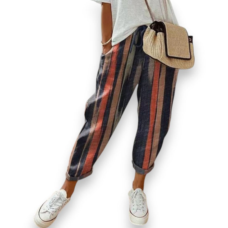 Casual Vintage Stripes Bukser til Kvinder | Rosendal