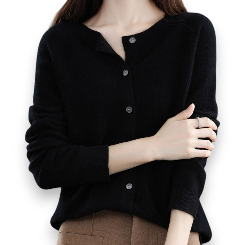 Dame cardigan med rund hals Tine | Rosendal