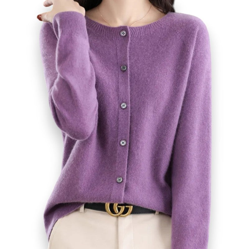 Dame cardigan med rund hals Tine | Rosendal
