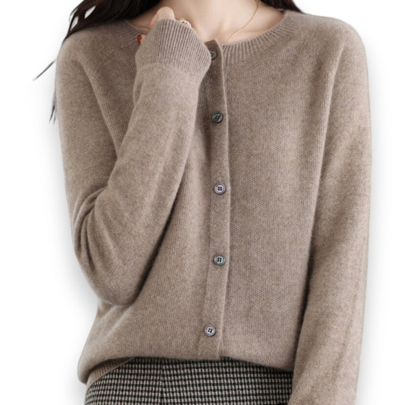 Dame cardigan med rund hals Tine | Rosendal