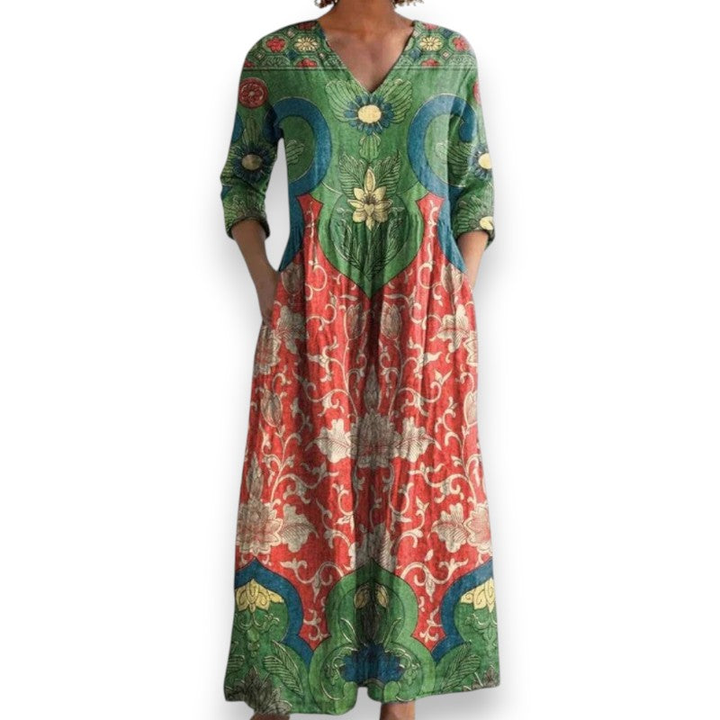 Elegant kjole med blomsterprint i vintage-stil Tina | Rosendal