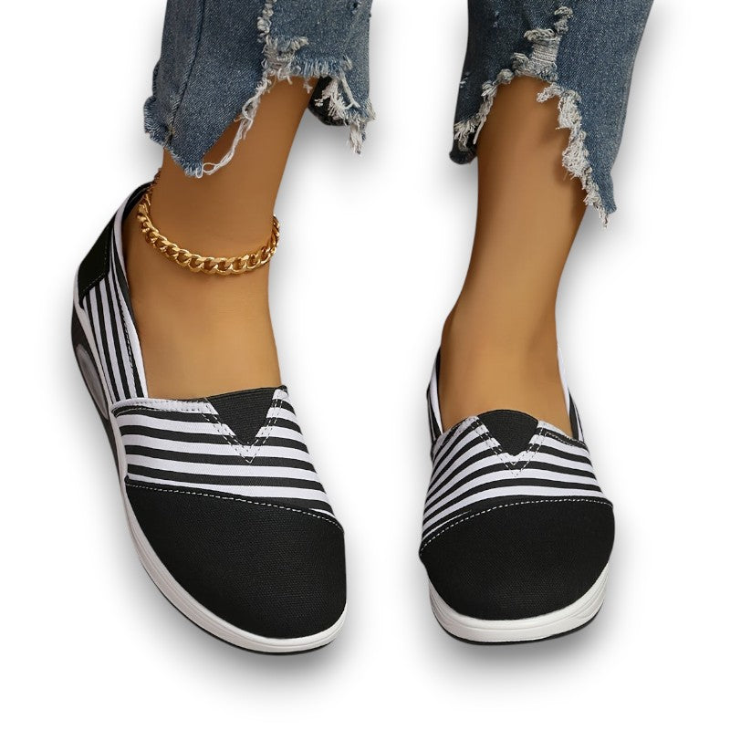 Komfortable slip-on ortopædiske striberede sneakers Pia | Rosendal