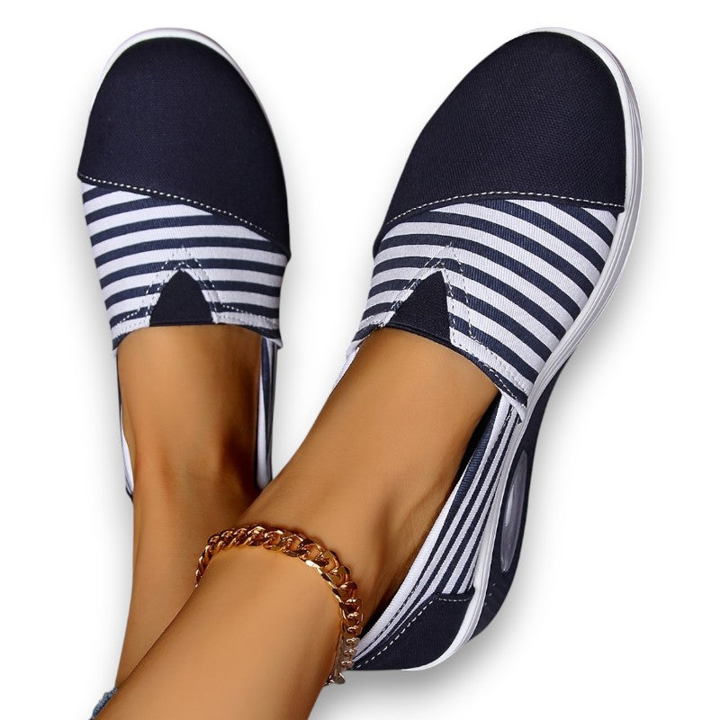 Komfortable slip-on ortopædiske striberede sneakers Pia | Rosendal