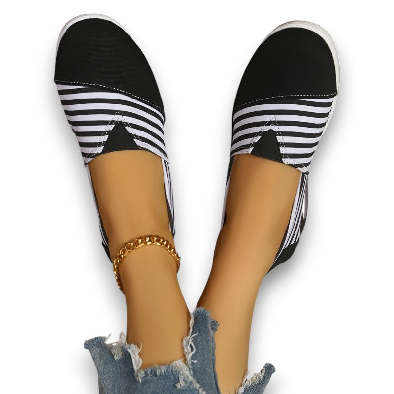 Komfortable slip-on ortopædiske striberede sneakers Pia | Rosendal