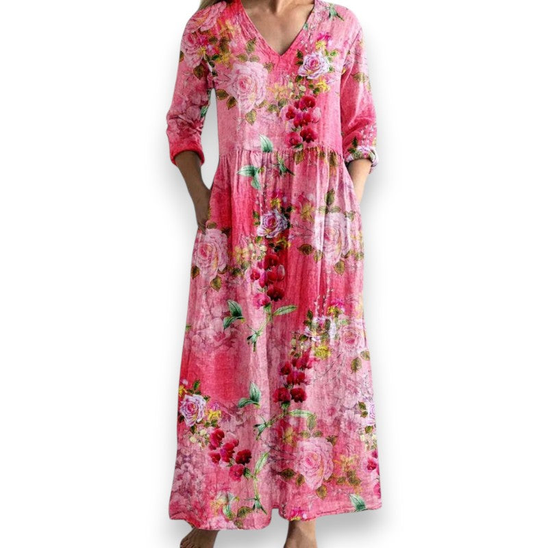 Elegant kjole med blomsterprint i vintage-stil Tina | Rosendal