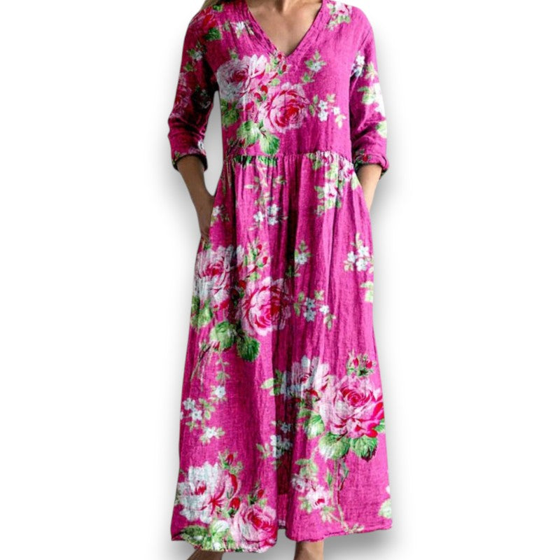Elegant kjole med blomsterprint i vintage-stil Tina | Rosendal