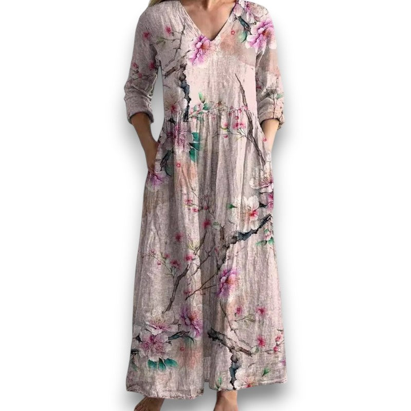 Elegant kjole med blomsterprint i vintage-stil Tina | Rosendal