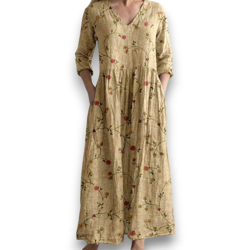 Elegant kjole med blomsterprint i vintage-stil Tina | Rosendal