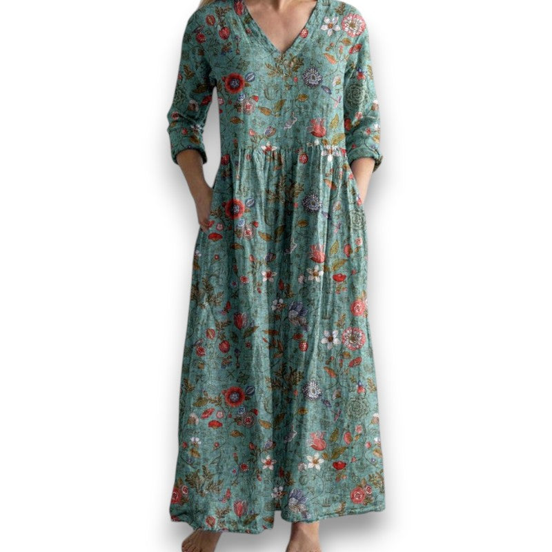 Elegant kjole med blomsterprint i vintage-stil Tina | Rosendal