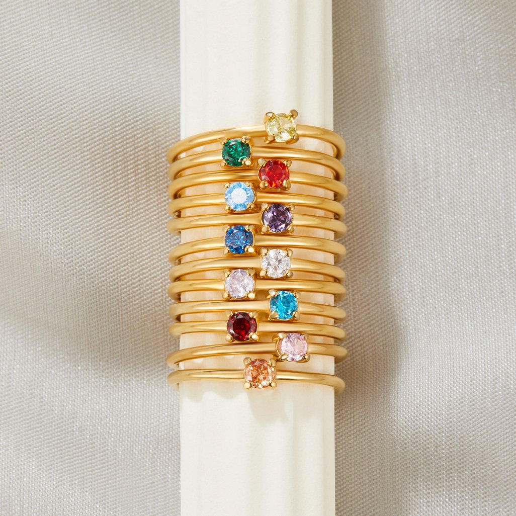 Fingerringe med Fødselssten | 16k Guld