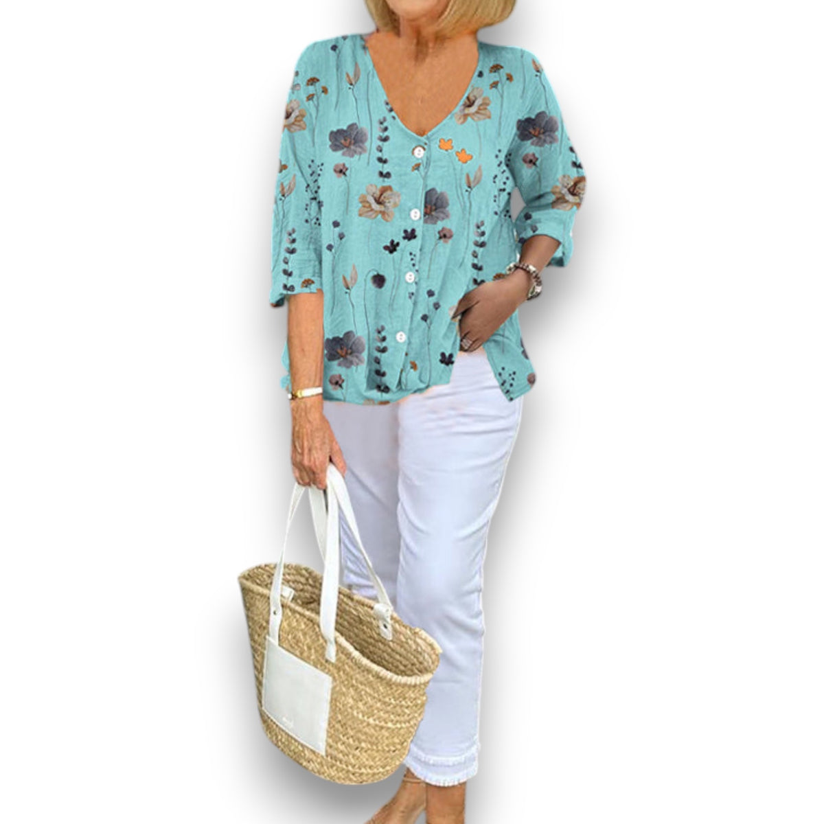 Blomstret bluse med afslappet Anne™ | Rosendal