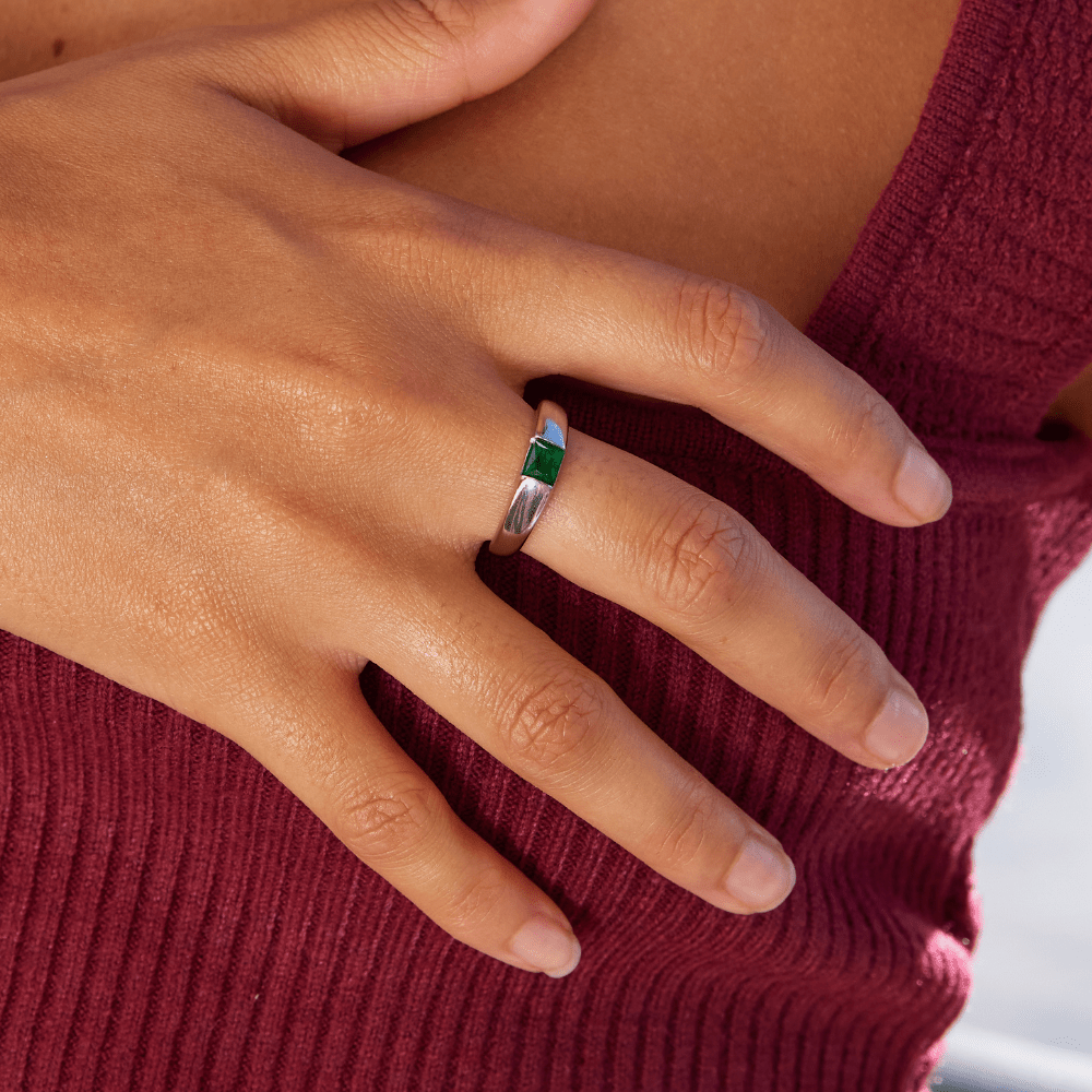 Ember Ring i Sølv & Smaragd | Rosendal