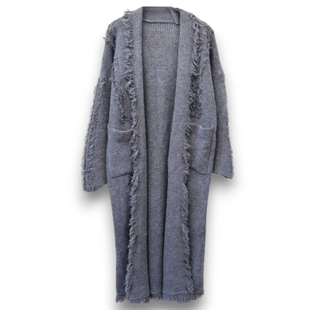 Trendy strikket lang cardigan | Rosendal