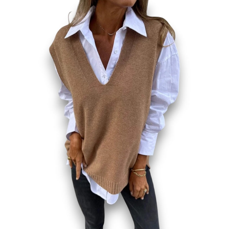 Strikket sweatervest Grete I Rosendal