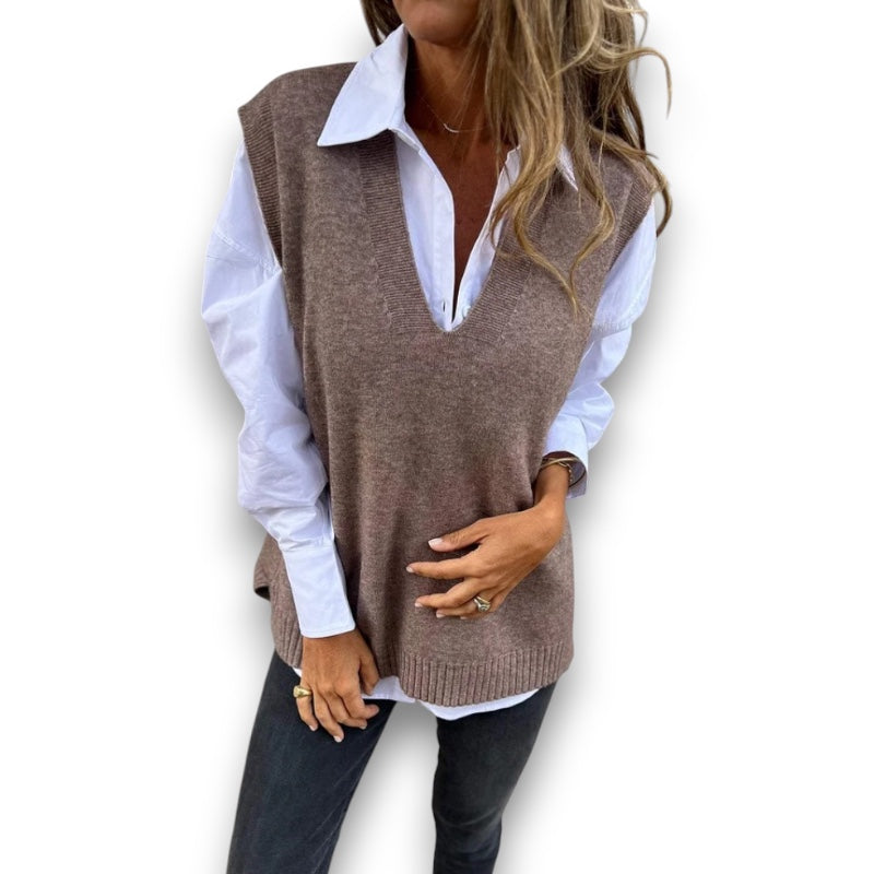 Strikket sweatervest Grete I Rosendal