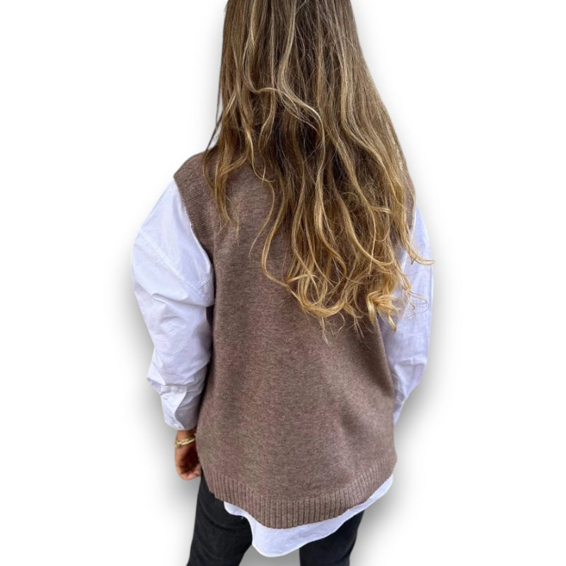 Strikket sweatervest Grete I Rosendal