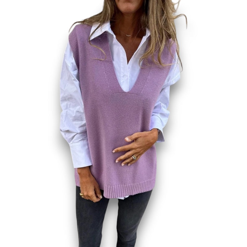 Strikket sweatervest Grete I Rosendal